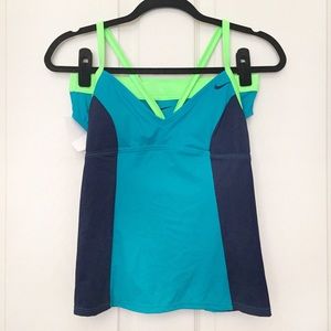 nike blue racerback 2 piece tankini swimsuit